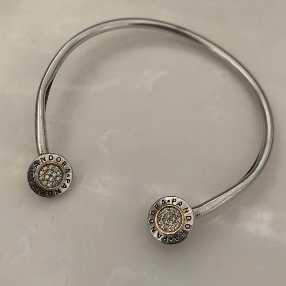 Pandora bracelet with diamonds. Perfect bangle style slips right on/off